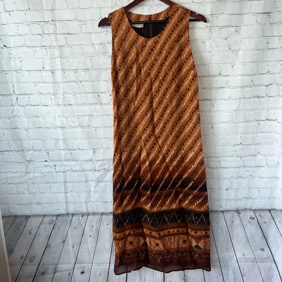 Coldwater Creek orange & brown cheetah print dress size S - Picture 5 of 10